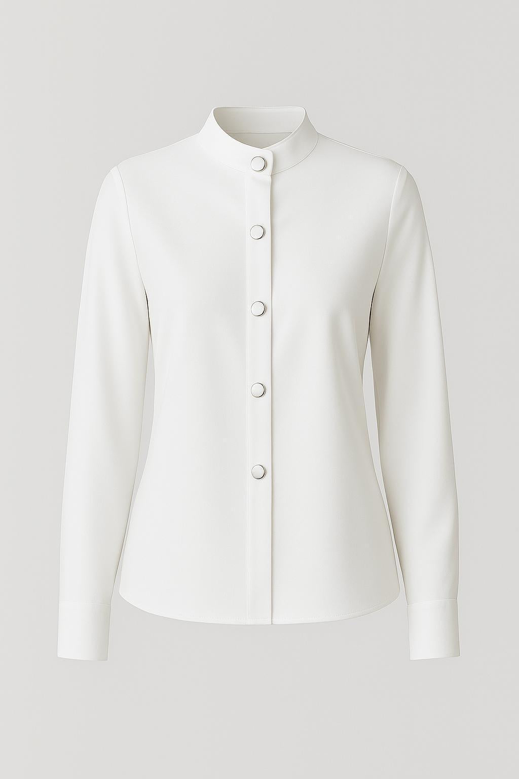 Minimalist Blouse – Stand Collar – Hidden Button Closure | Yvonne Eclat