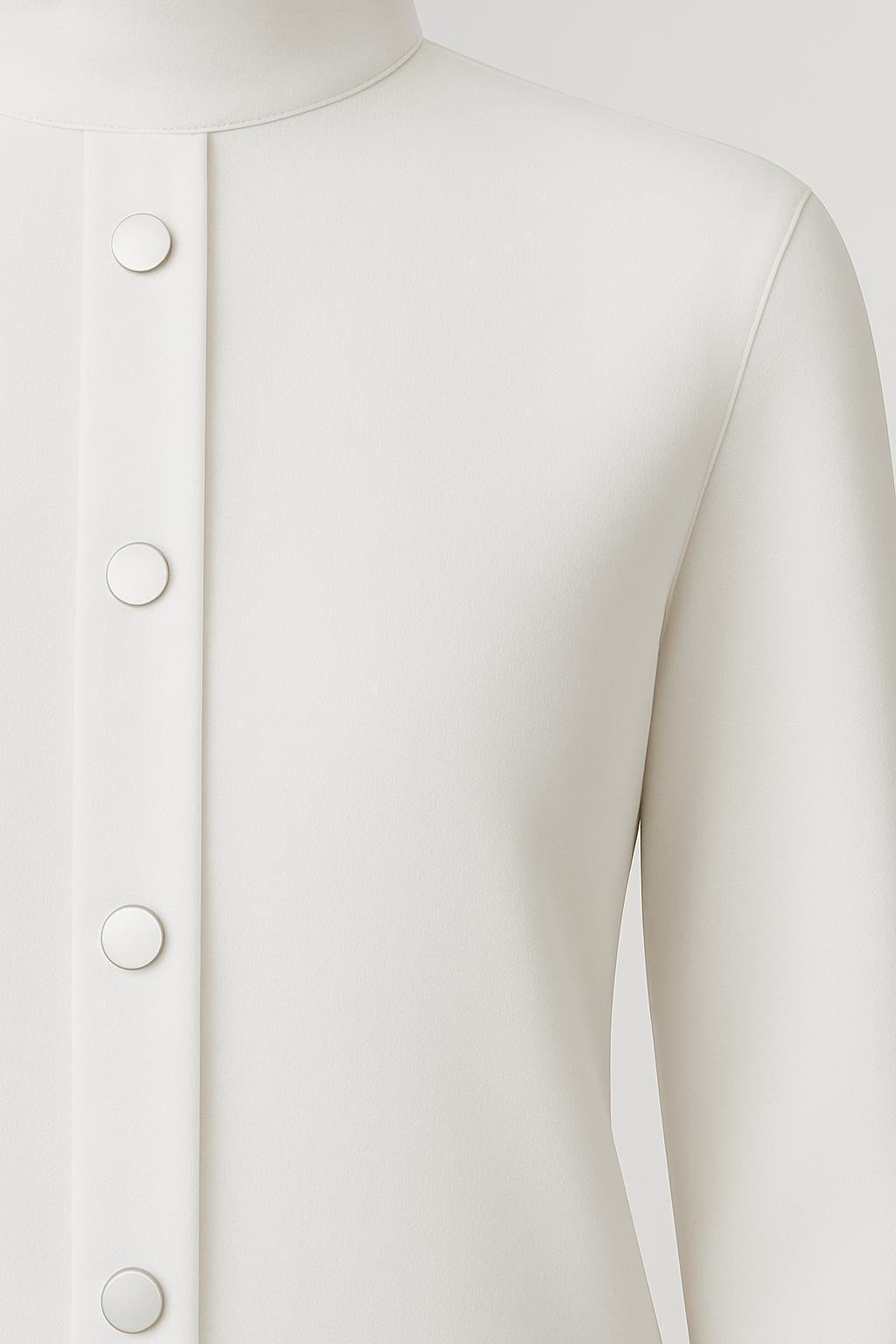 Minimalist Blouse – Stand Collar – Hidden Button Closure | Yvonne Eclat