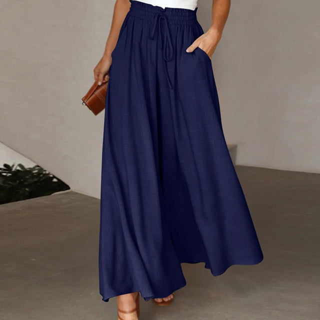 Short culotte pants with wide legs and drawstring – Summer for women