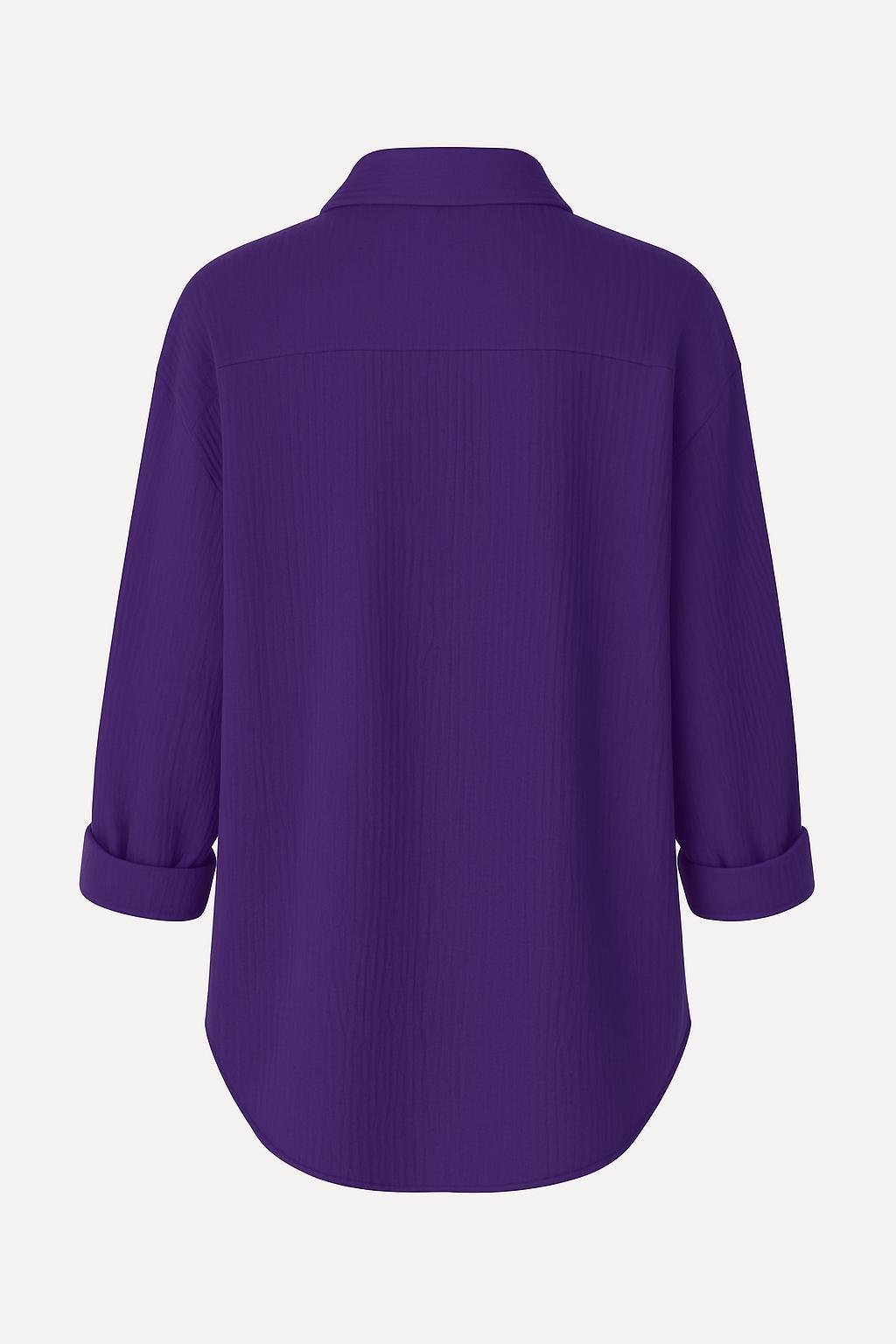 Ruched Button-Up Shirt – Front Pocket – Rolled Sleeves | Yvonne Eclat