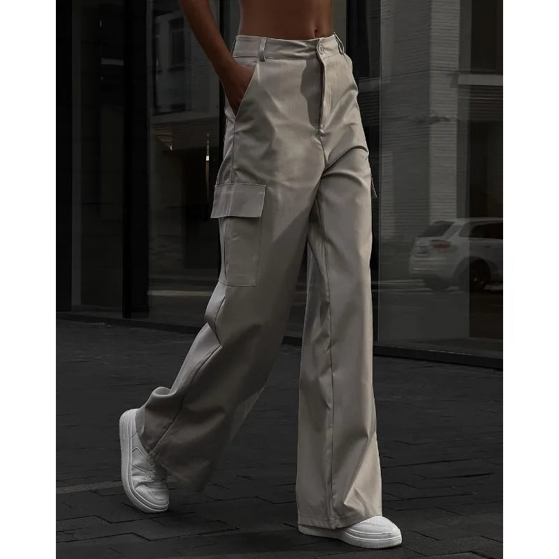 High-waisted utility cargo pants – Multi-pocket streetwear for women