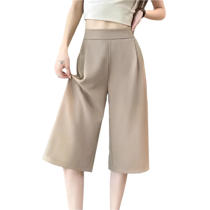 High-waisted culotte pants with wide legs – Breathable for summer
