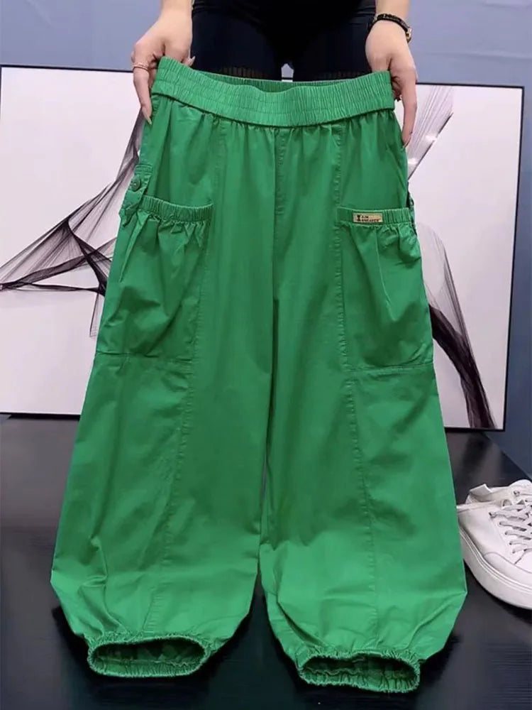 High-waisted utility pants – Loose streetwear ankle length for women