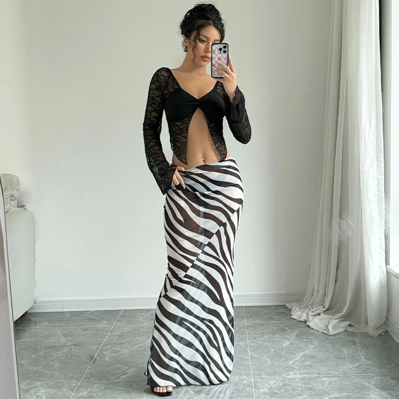 Long animal print skirt for women - Tight, elegant and trendy