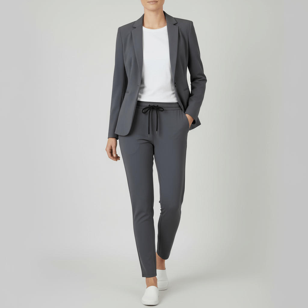 Yvonne | Classic collar jacket and jogger two-piece set