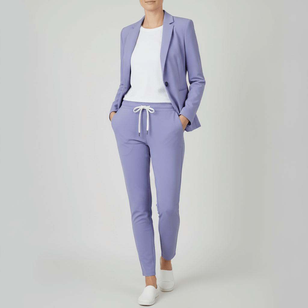 Yvonne | Classic collar jacket and jogger two-piece set