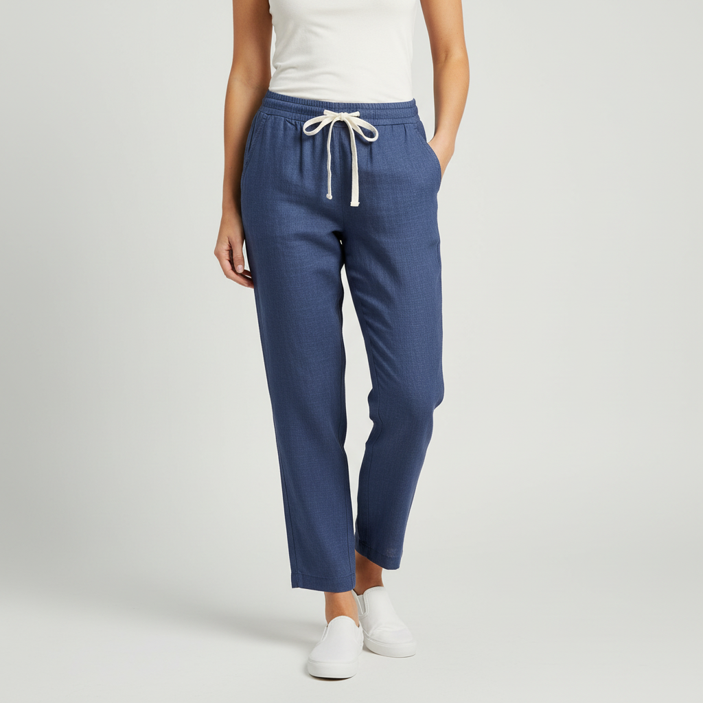 Yvonne | Linen blend trousers with drawstring