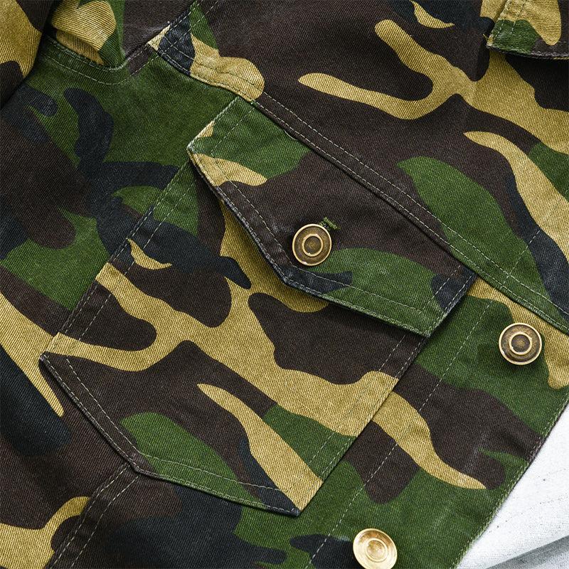 Yvonne | Retro-inspired camouflage canvas denim jacket