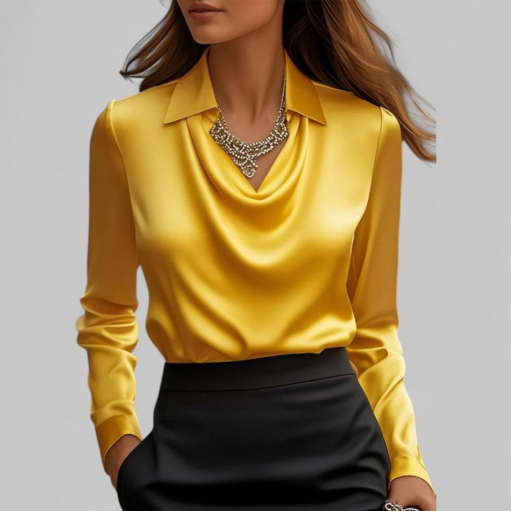 Yvonne | Satin blouse with shawl collar