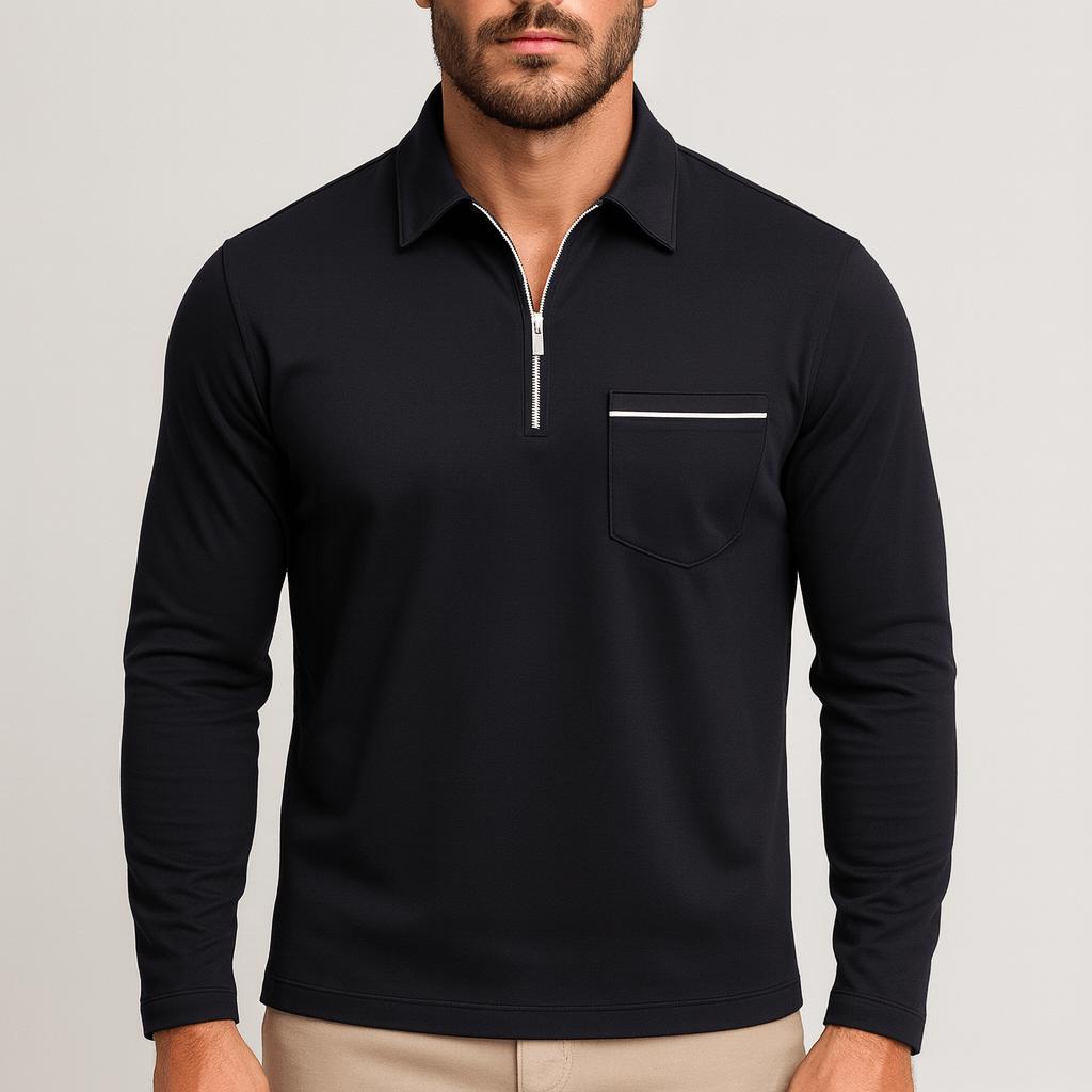 Yvonne | Solid half-zip lapel long sleeve sweater