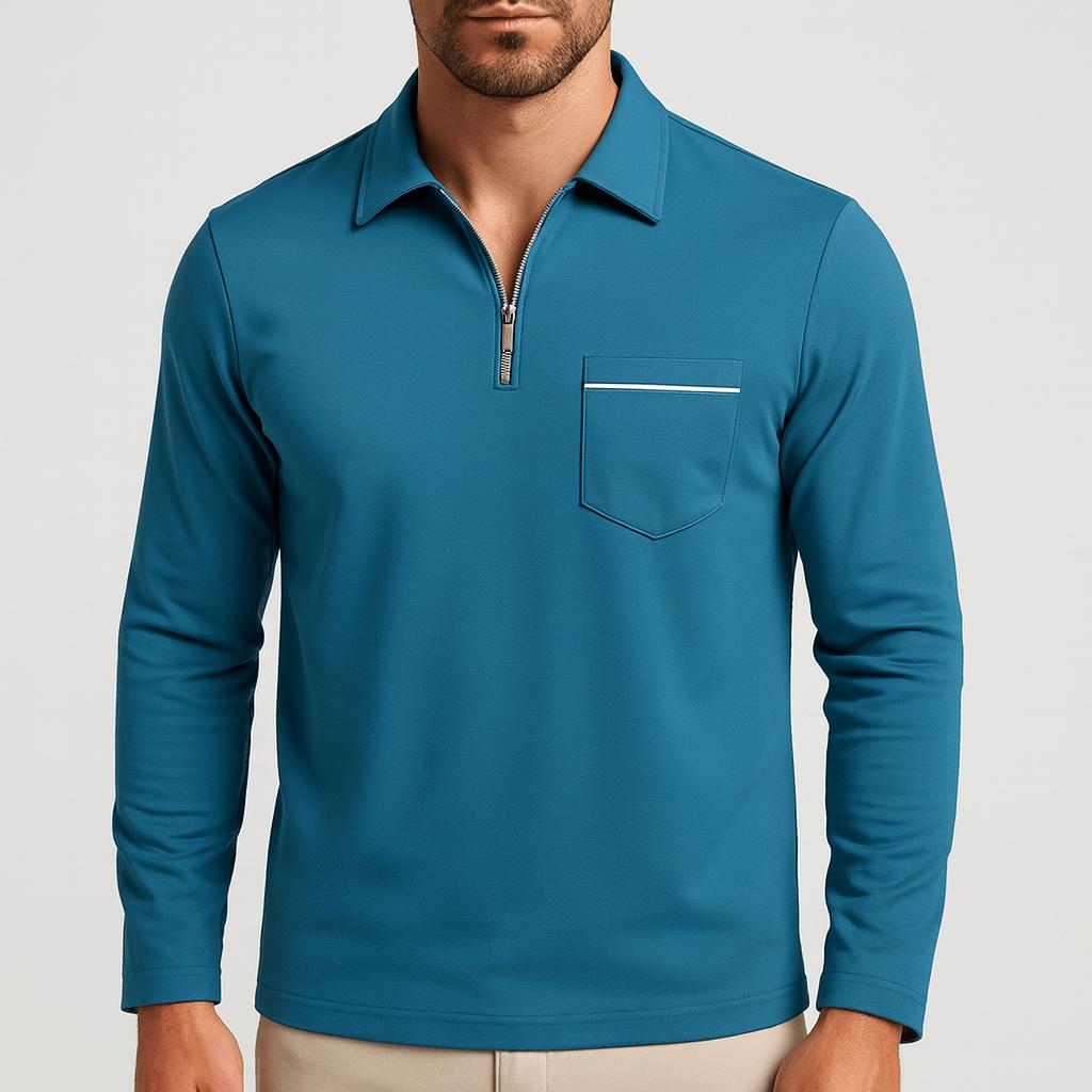 Yvonne | Solid half-zip lapel long sleeve sweater