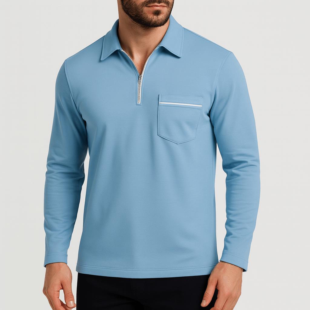 Yvonne | Solid half-zip lapel long sleeve sweater