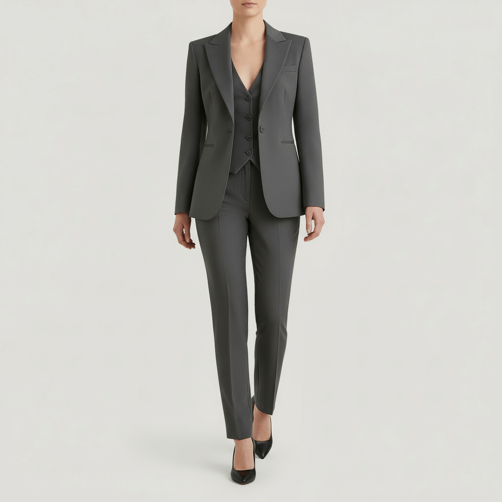 Yvonne | Structured blazer, vest, and tailored trousers suit set
