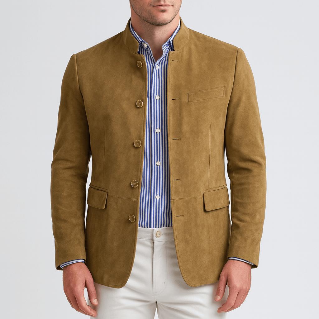 Yvonne | Suede blazer with band collar