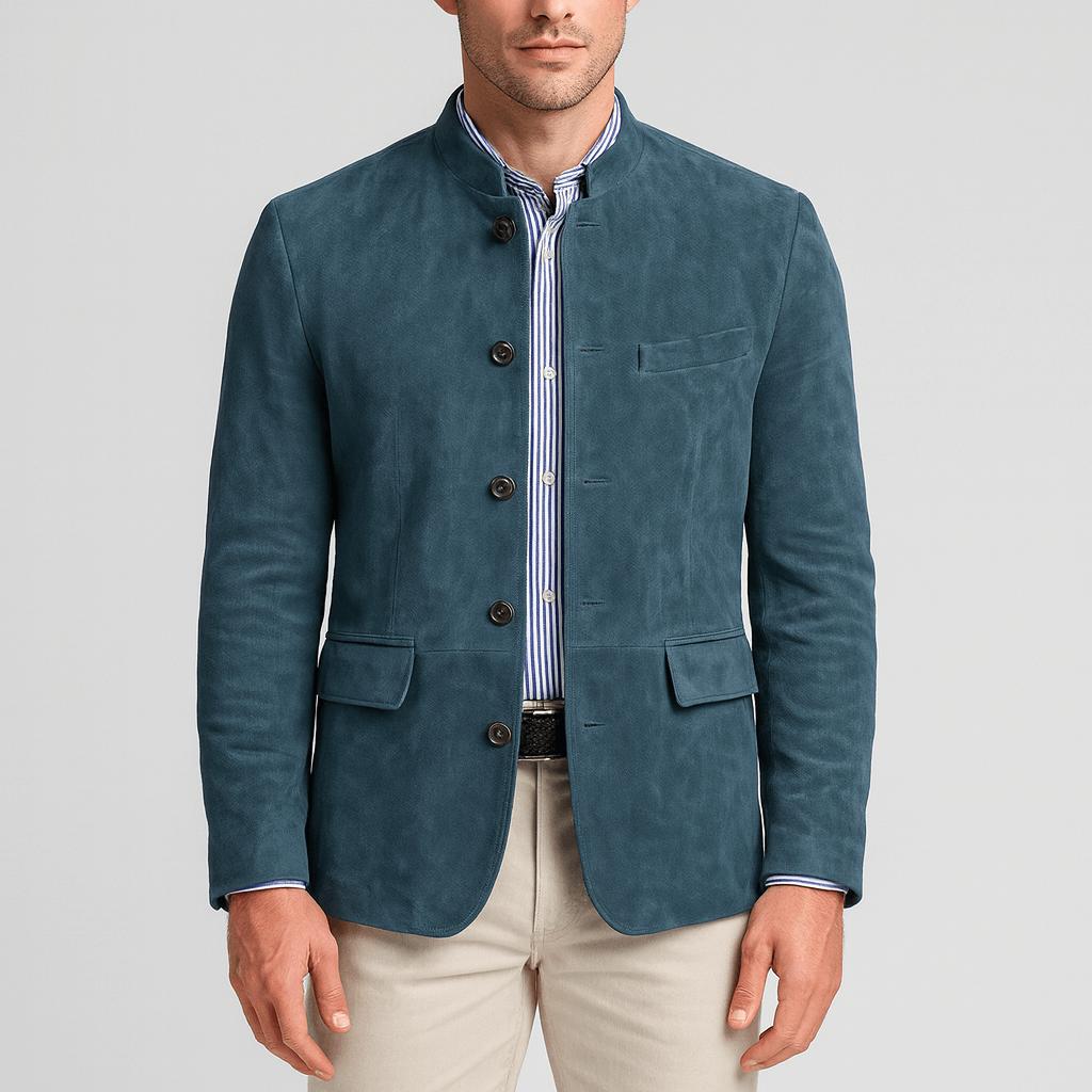 Yvonne | Suede blazer with band collar