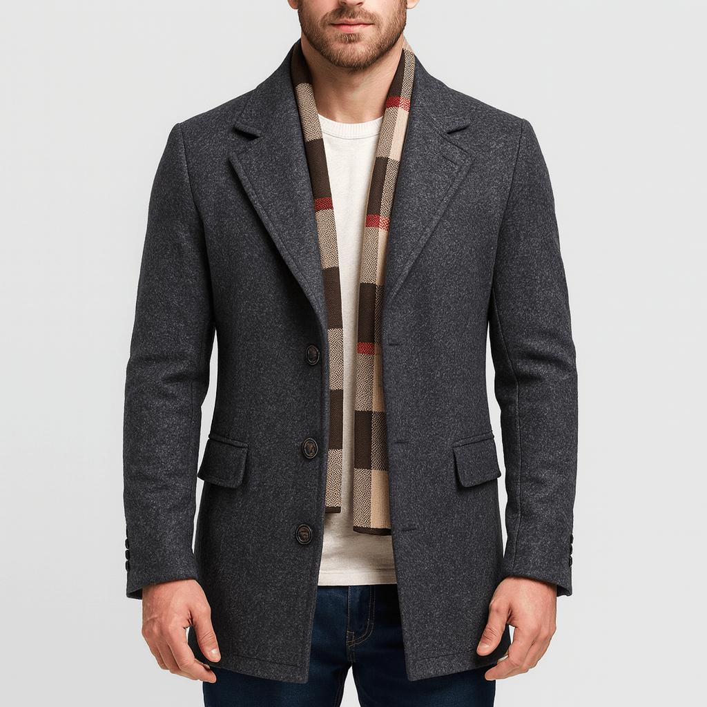 Yvonne | Woolen coat with turn-down collar and detachable scarf