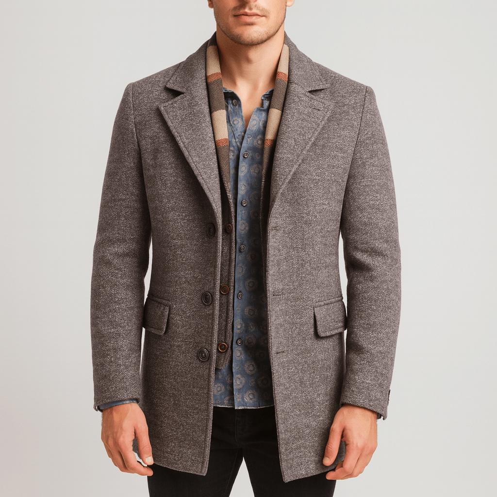 Yvonne | Woolen coat with turn-down collar and detachable scarf