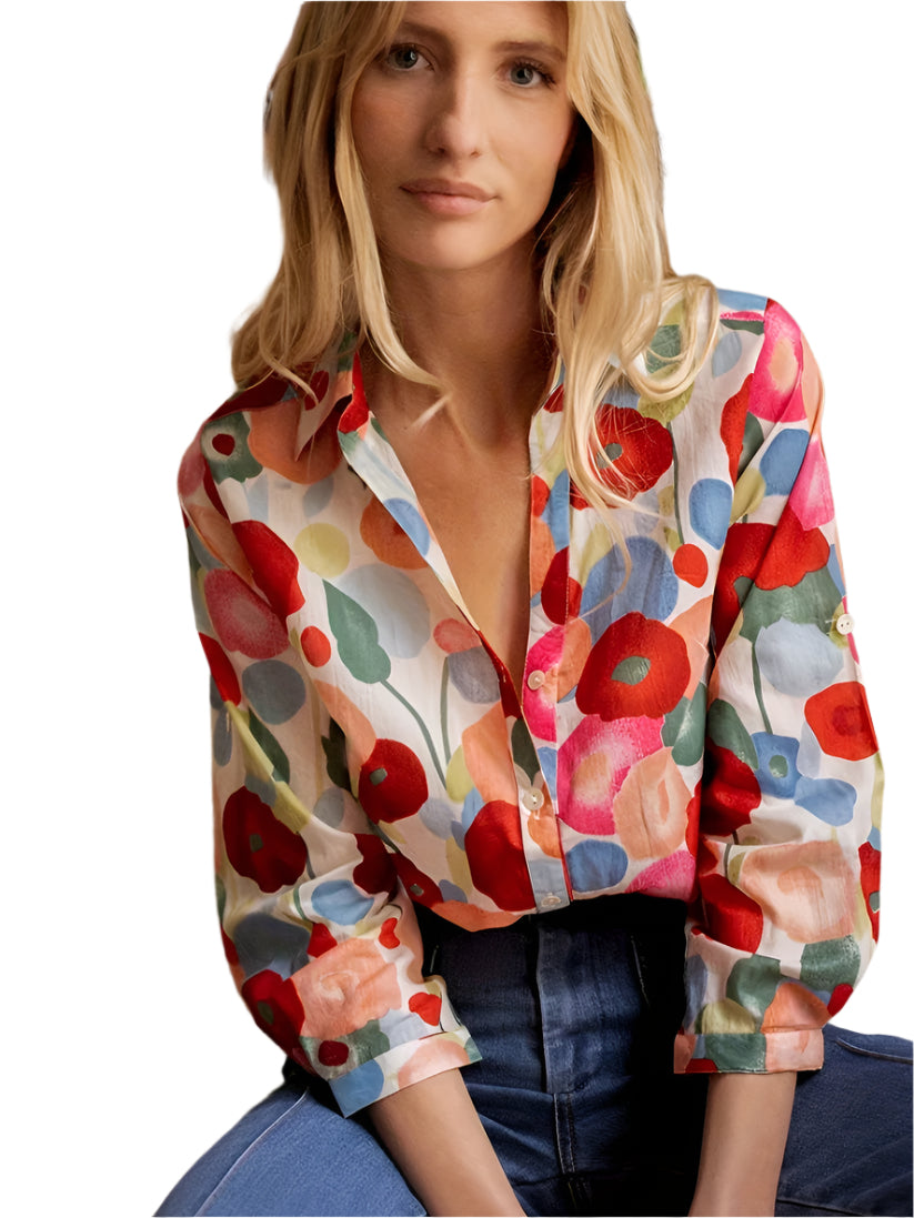 Short buttoned floral top for women – Chic spring/summer