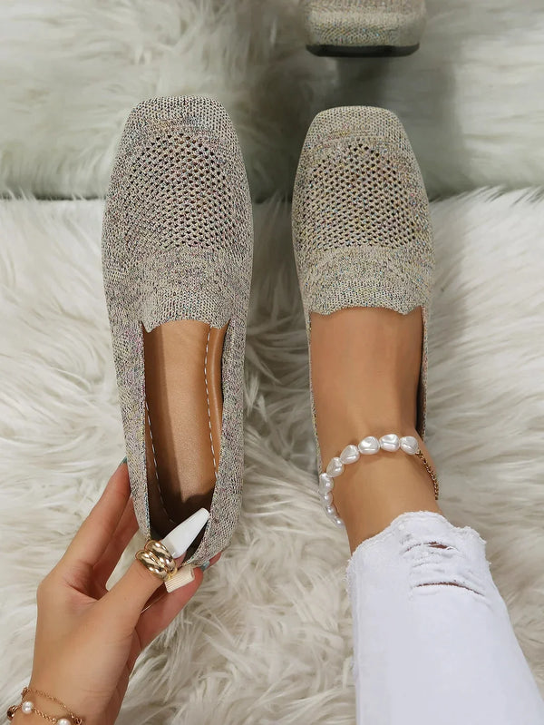 Breathable knitted ballerinas with soft sole and comfortable elegant fit
