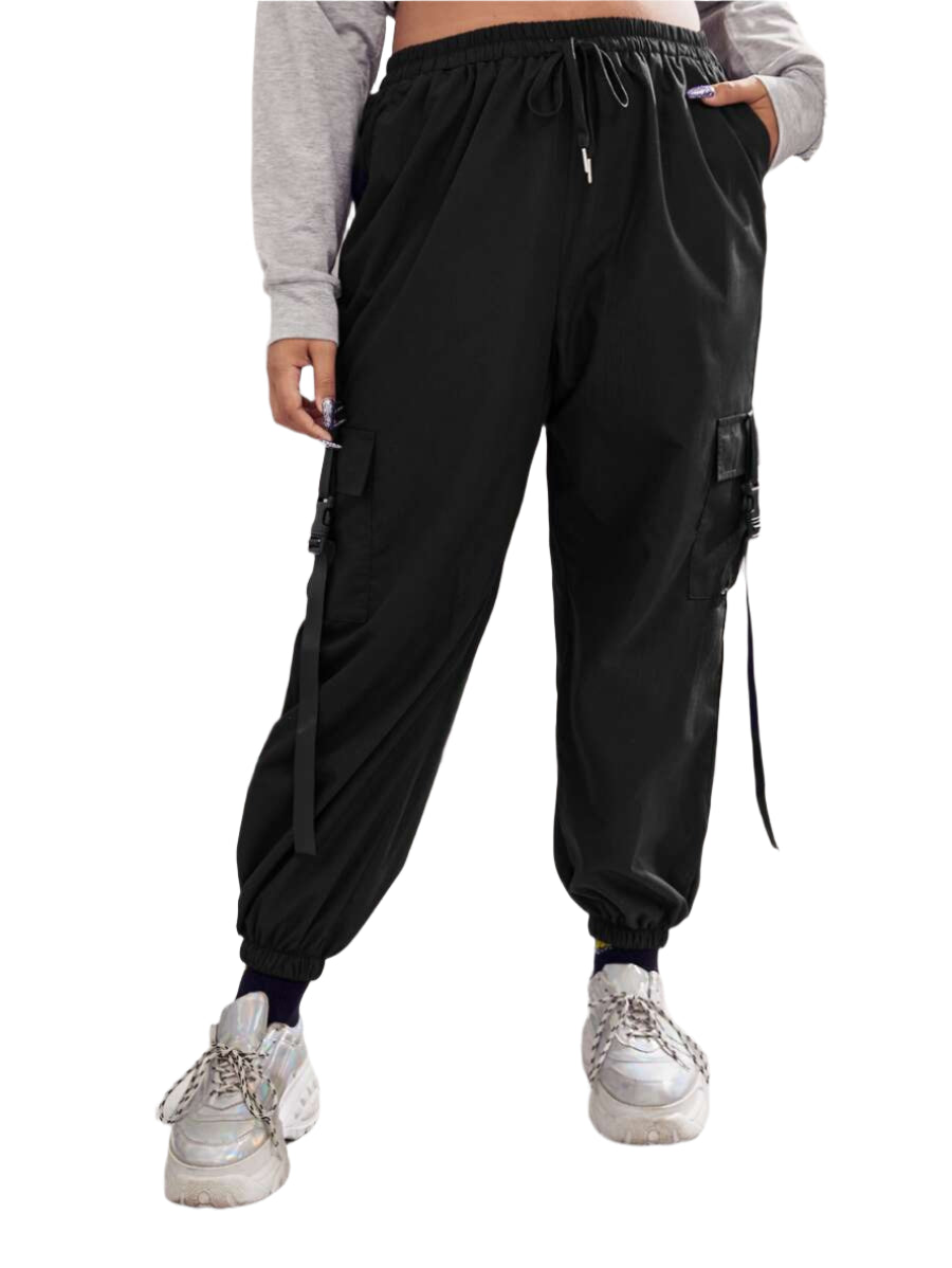 Pantalon utilitaire à taille élastique – Style utilitaire à cordon de serrage pour femme