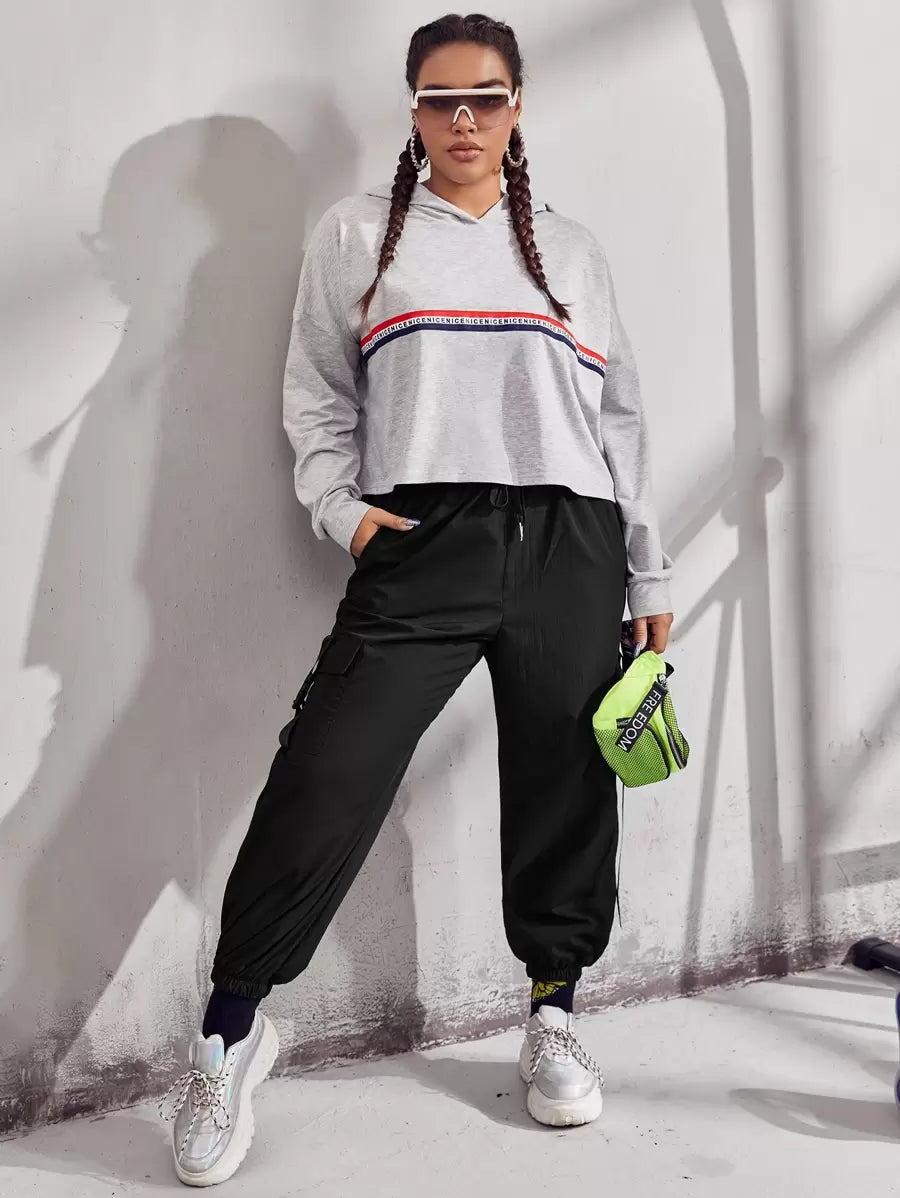Pantalon utilitaire à taille élastique – Style utilitaire à cordon de serrage pour femme