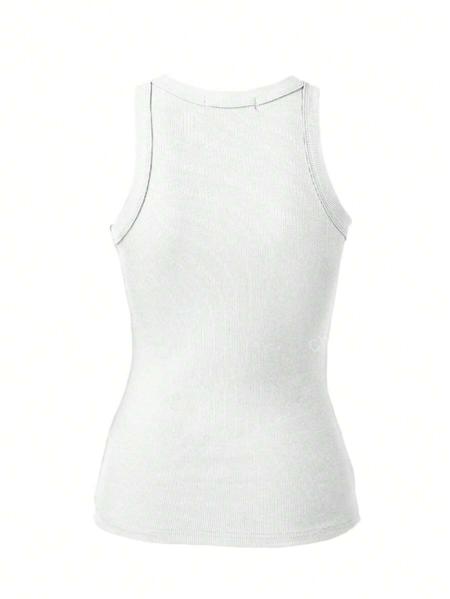 Basic ribbed knit tank tops for women – Relaxed slim fit