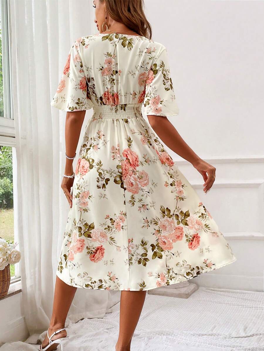 Floral midi dress for women – elegant for holidays and chic summer