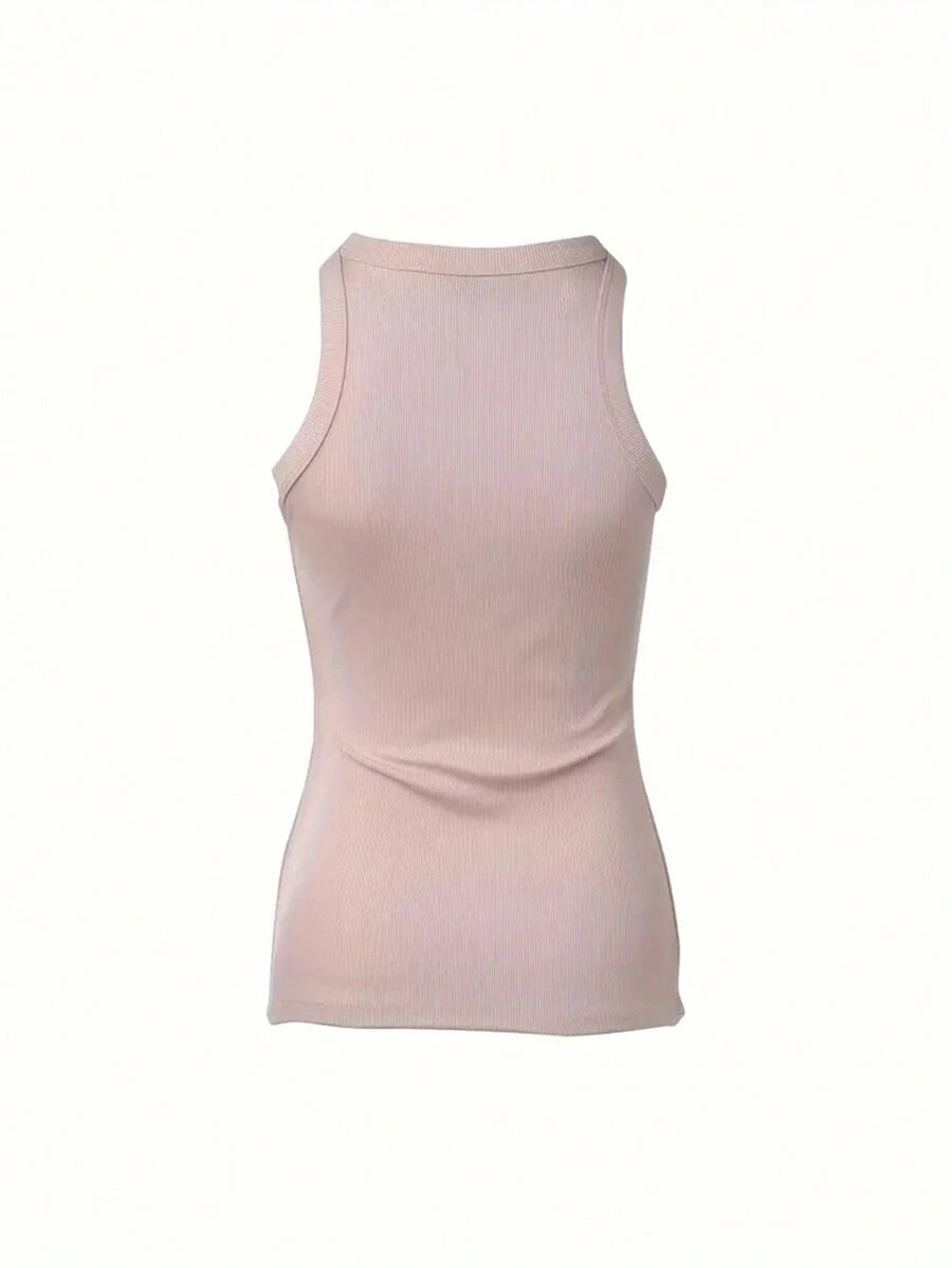 Basic ribbed knit tank tops for women – Relaxed slim fit