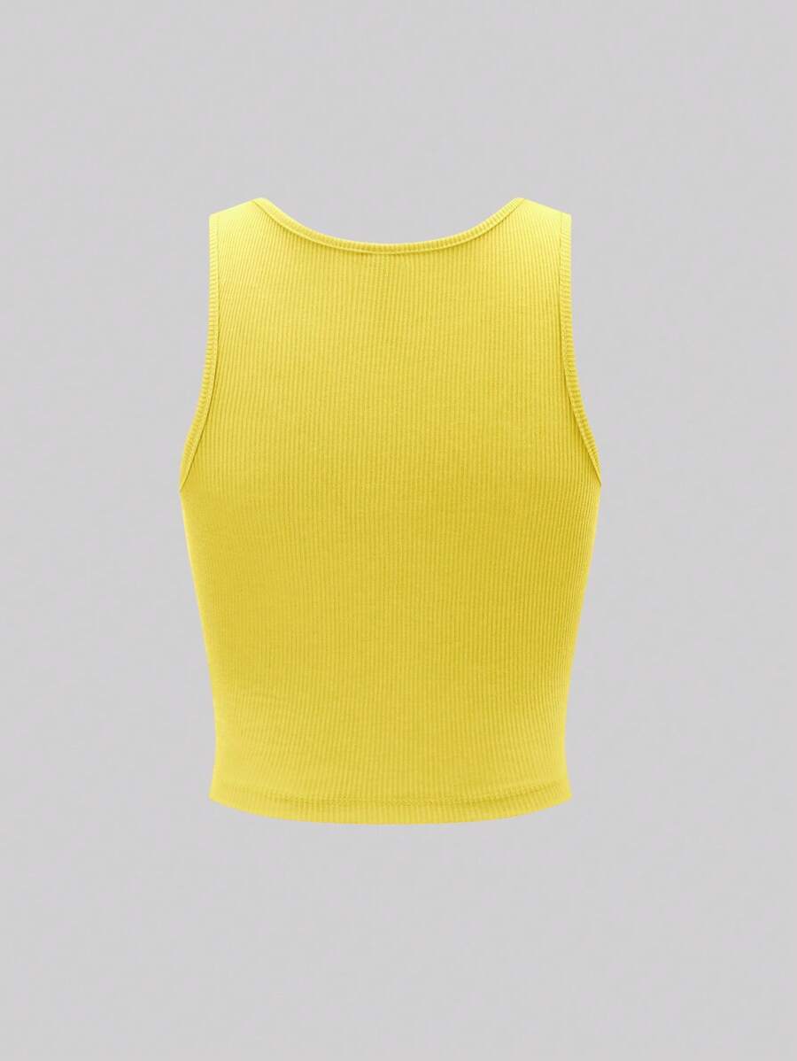 Ribbed knit graphic print tank tops for women – Casual summer top