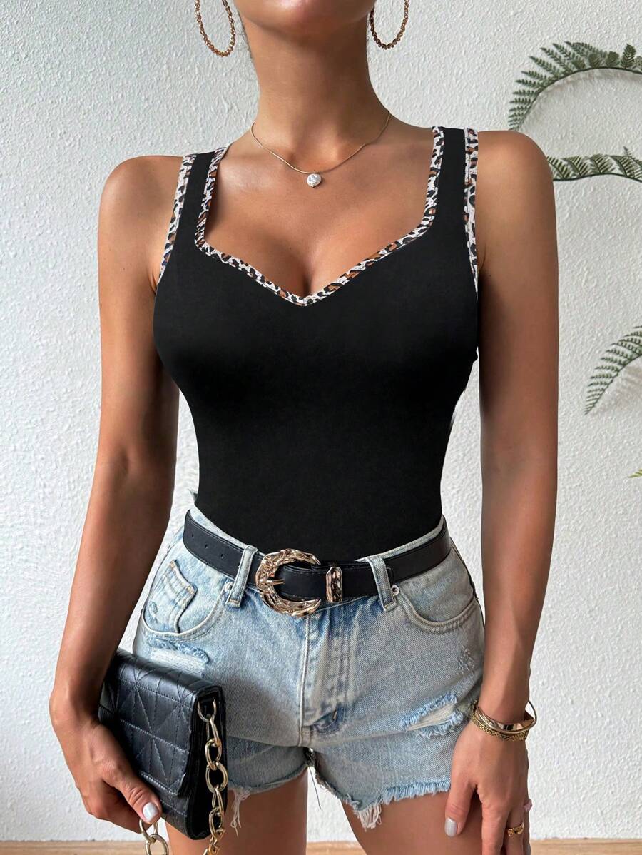 Ribbed knit sweetheart neckline tank tops for women – Sleeveless summer top