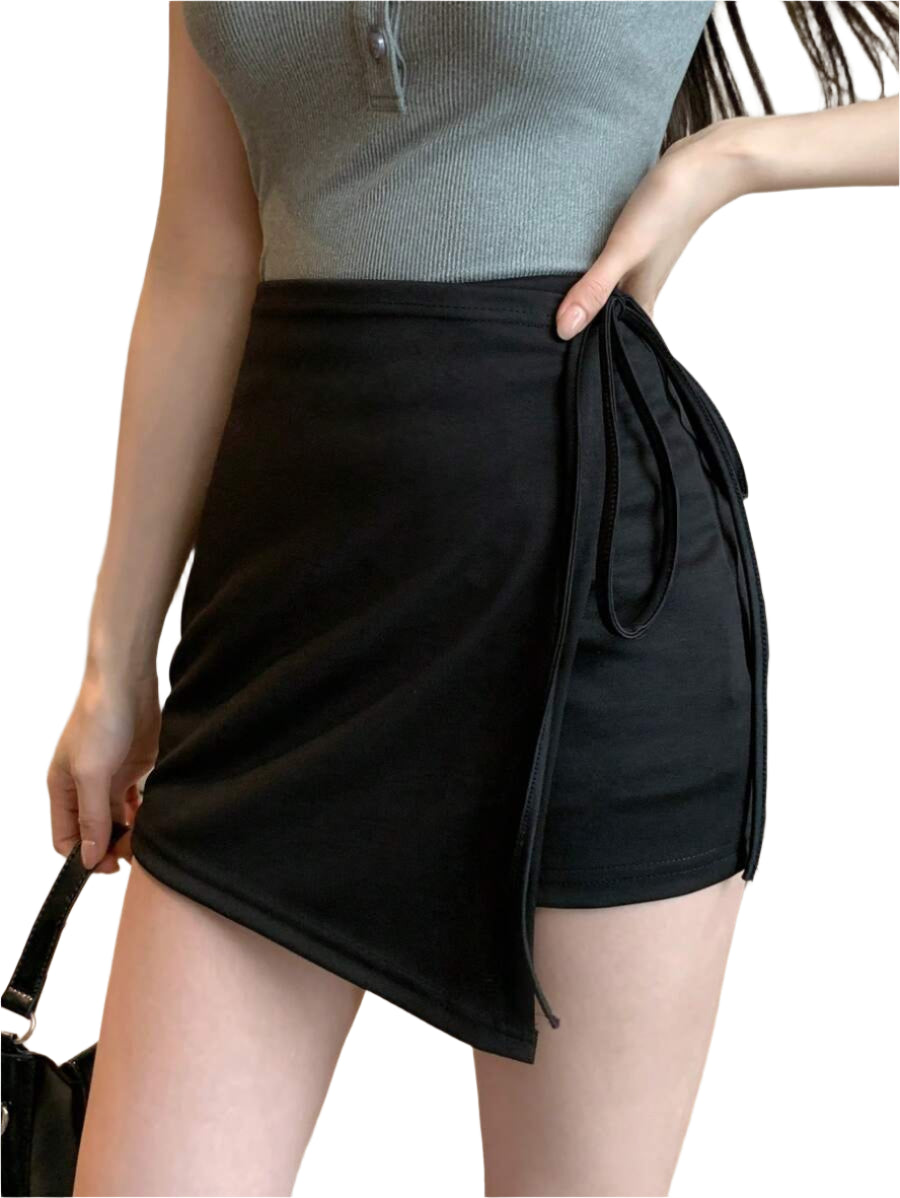Jupe portefeuille taille basse à ourlet asymétrique, printemps/été pour femme