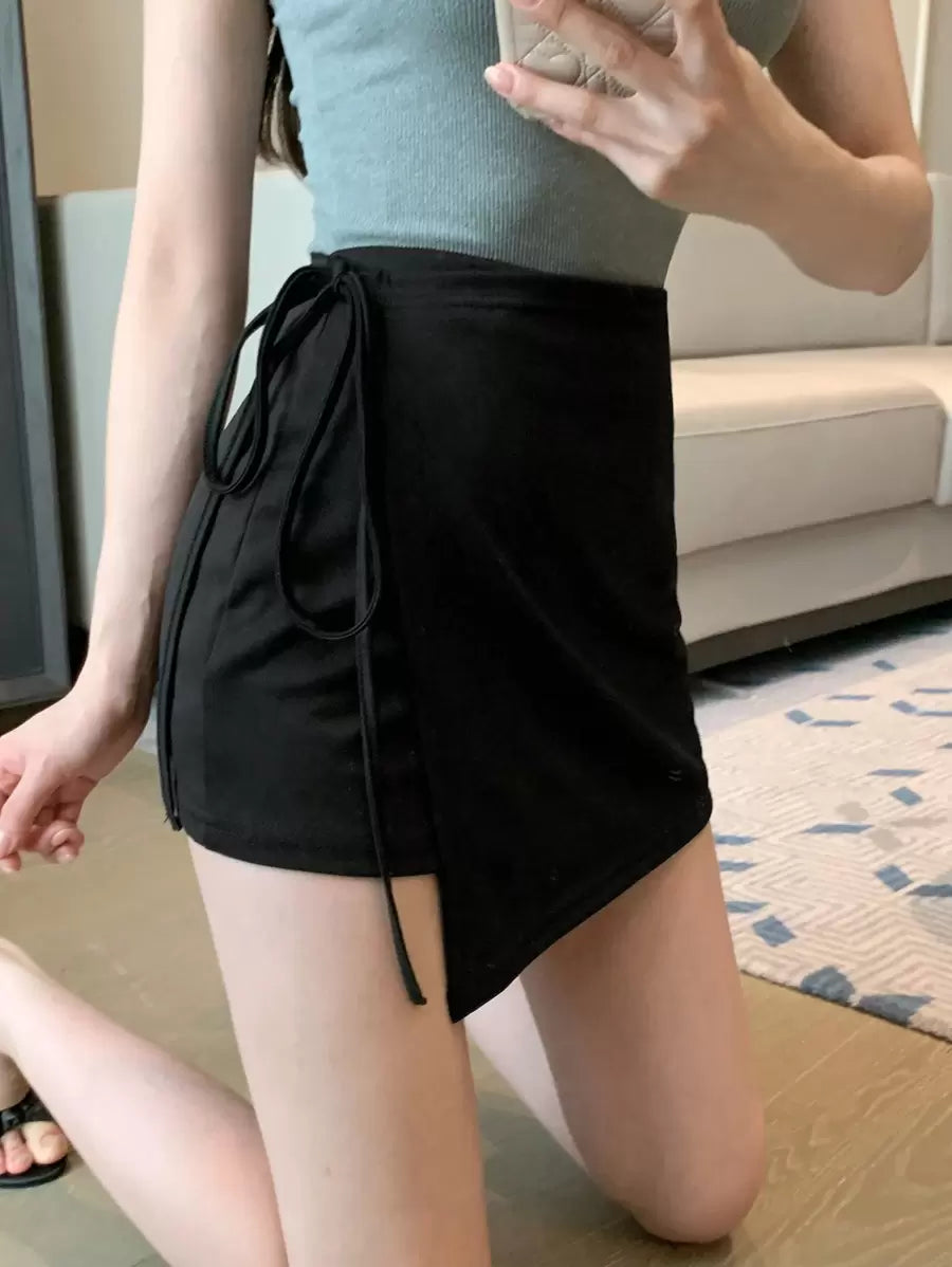 Low waist wrap skirt with asymmetrical hem, spring/summer for women