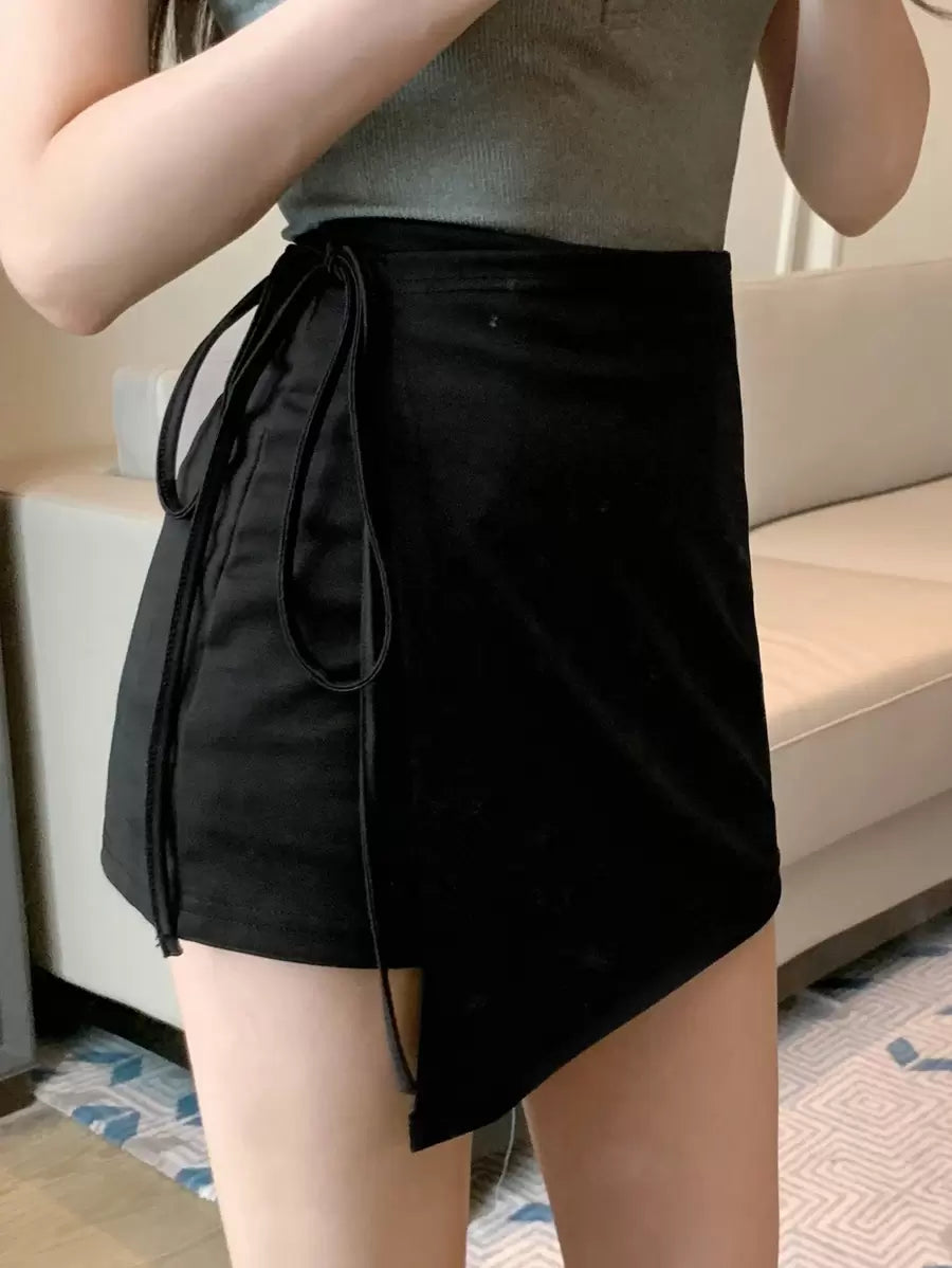 Low waist wrap skirt with asymmetrical hem, spring/summer for women