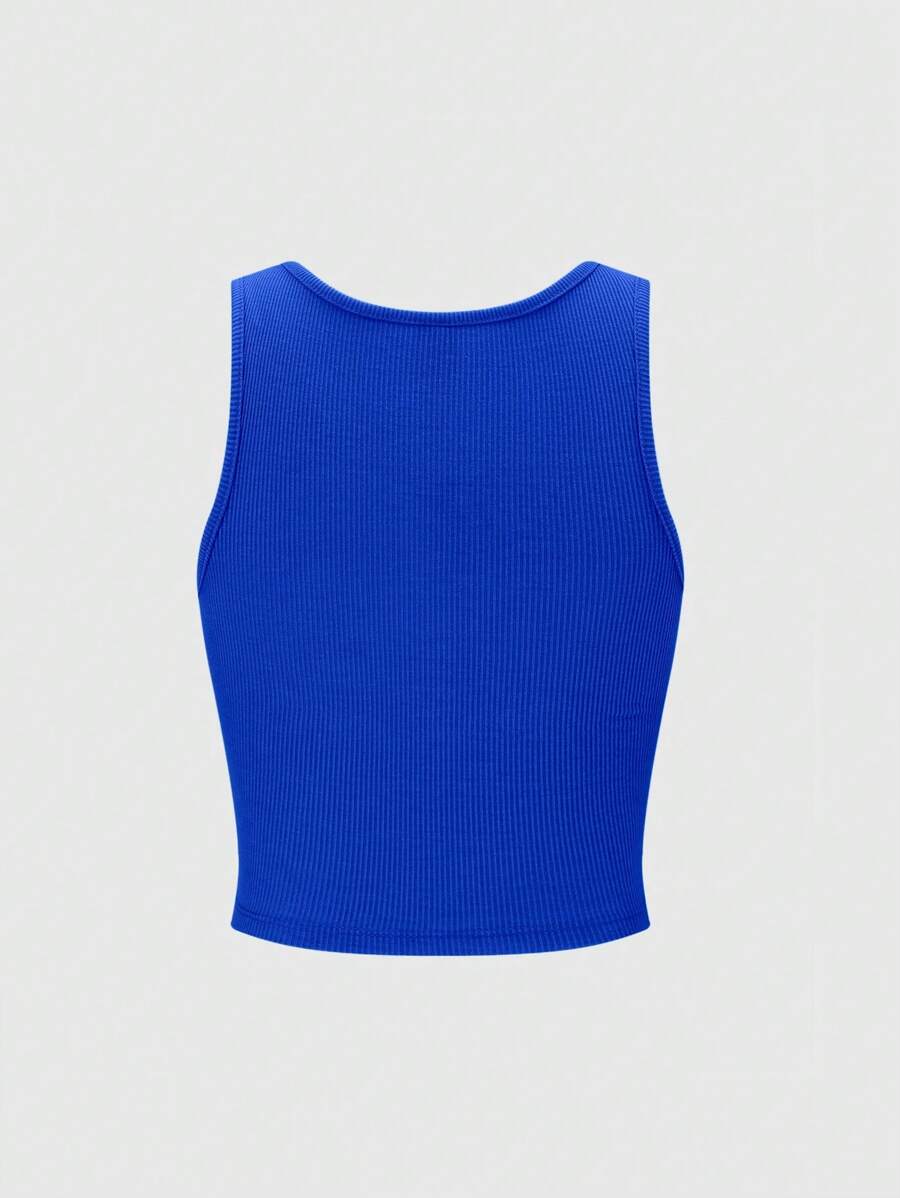 Ribbed knit graphic print tank tops for women – Casual summer top