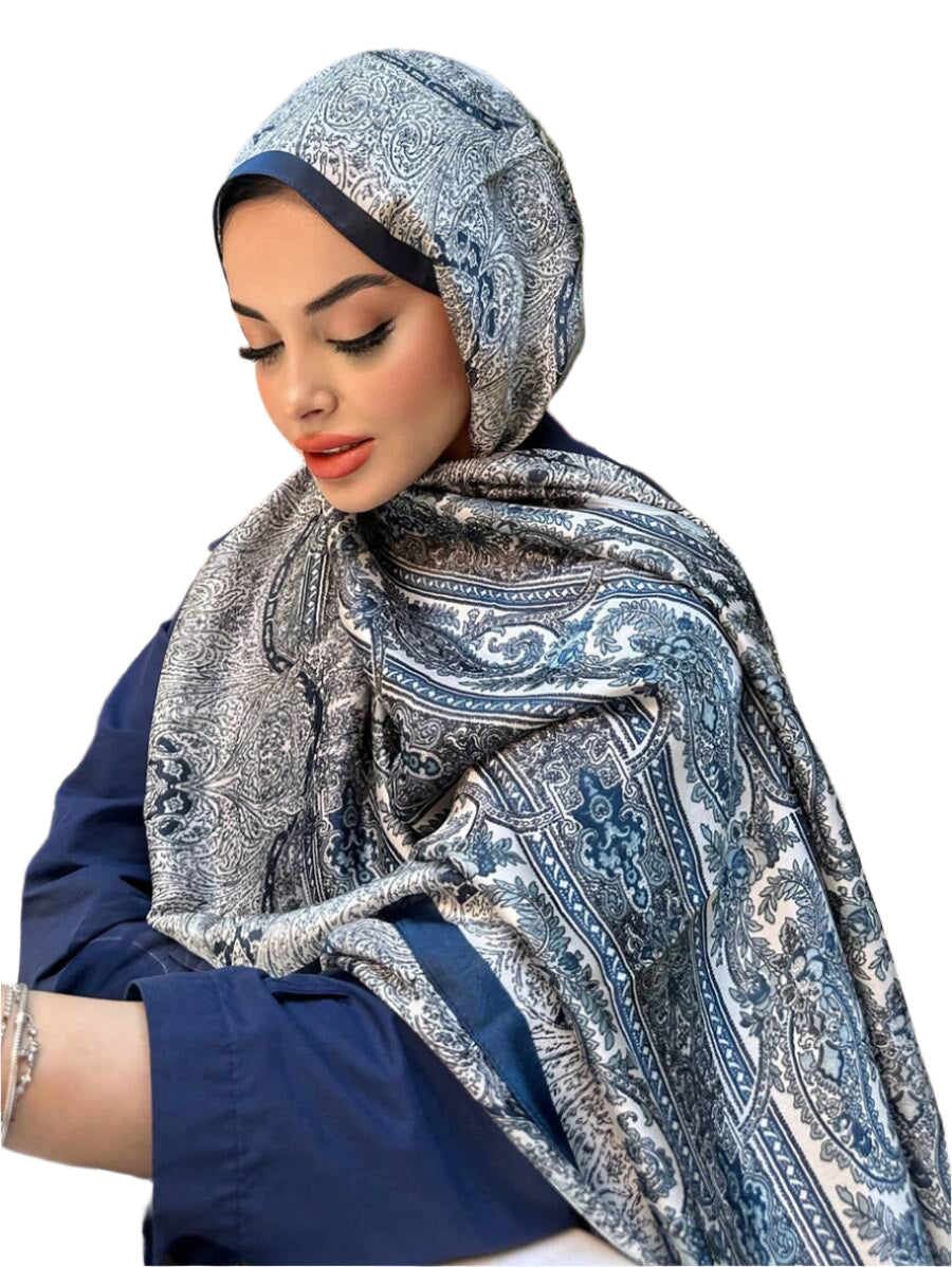 Foulard hijab imprimé élégant – Châle bohème imprimé pour femme