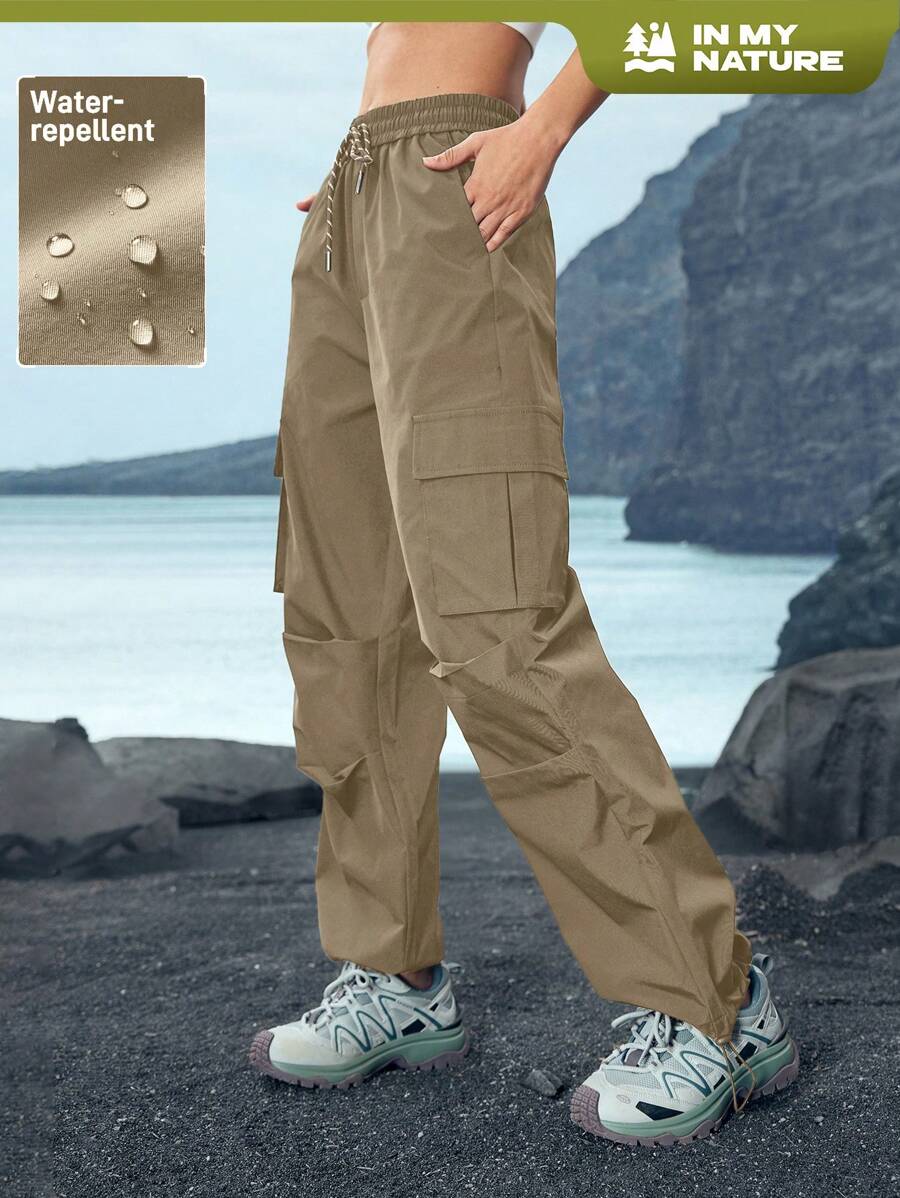 Pantalon utilitaire uni à cordon de serrage – Pantalon large pour femme