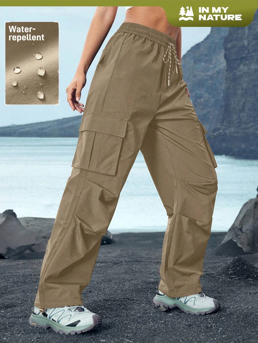 Pantalon utilitaire uni à cordon de serrage – Pantalon large pour femme