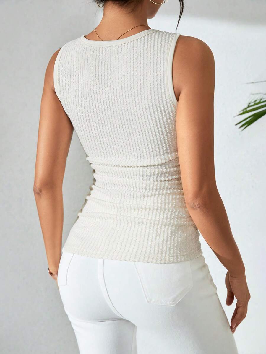 Ribbed striped knit tank tops for women – Casual summer top