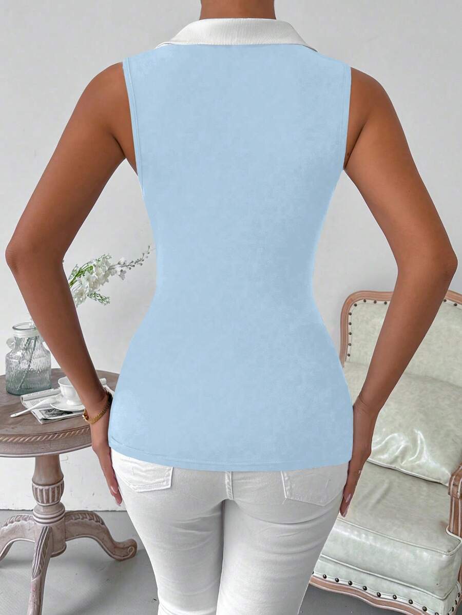 Ribbed knit V-neck tank tops for women – Casual sleeveless top