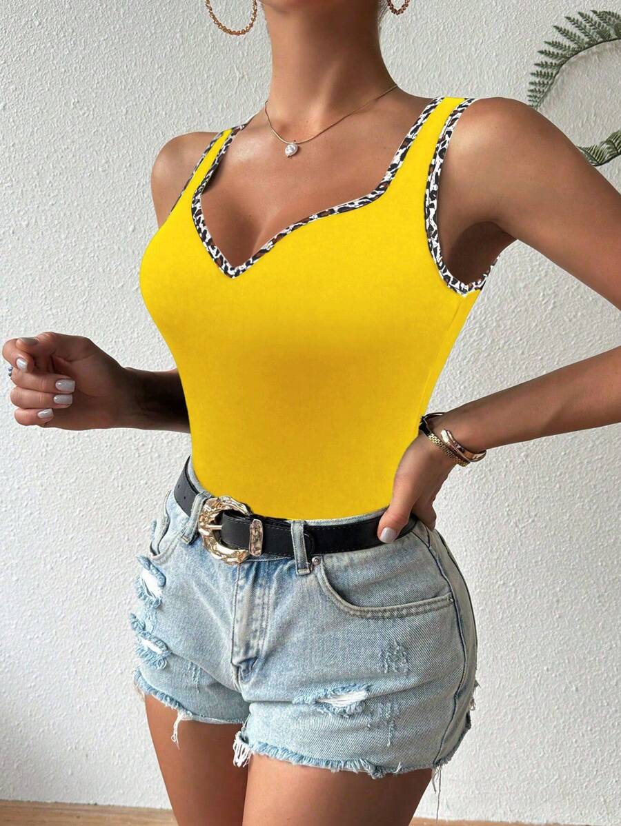 Ribbed knit sweetheart neckline tank tops for women – Sleeveless summer top