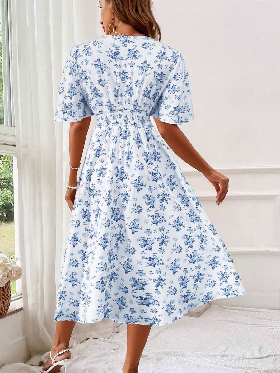 Floral midi dress for women – elegant for holidays and chic summer