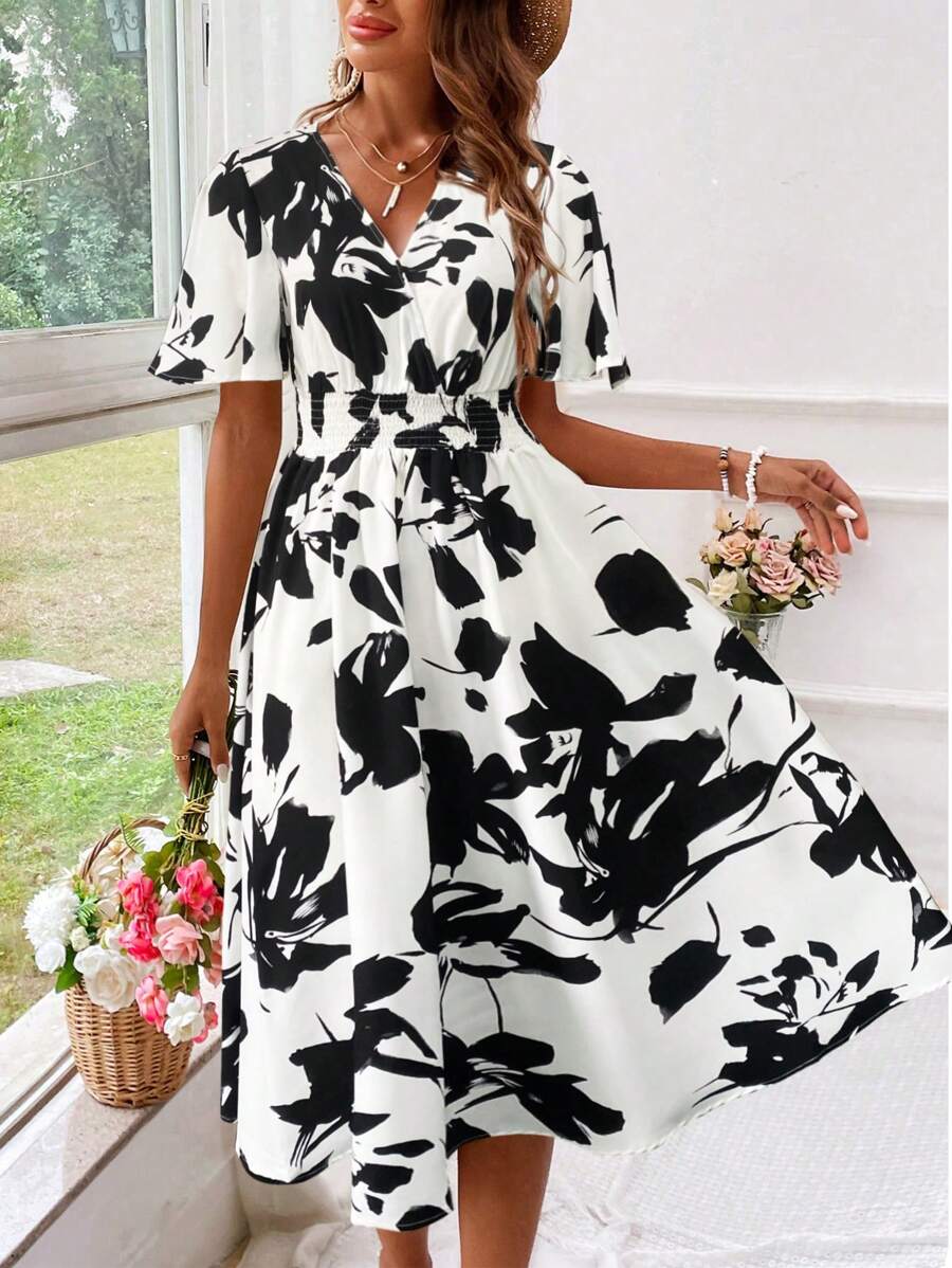 Floral midi dress for women – elegant for holidays and chic summer