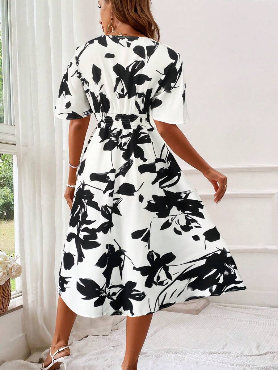 Floral midi dress for women – elegant for holidays and chic summer