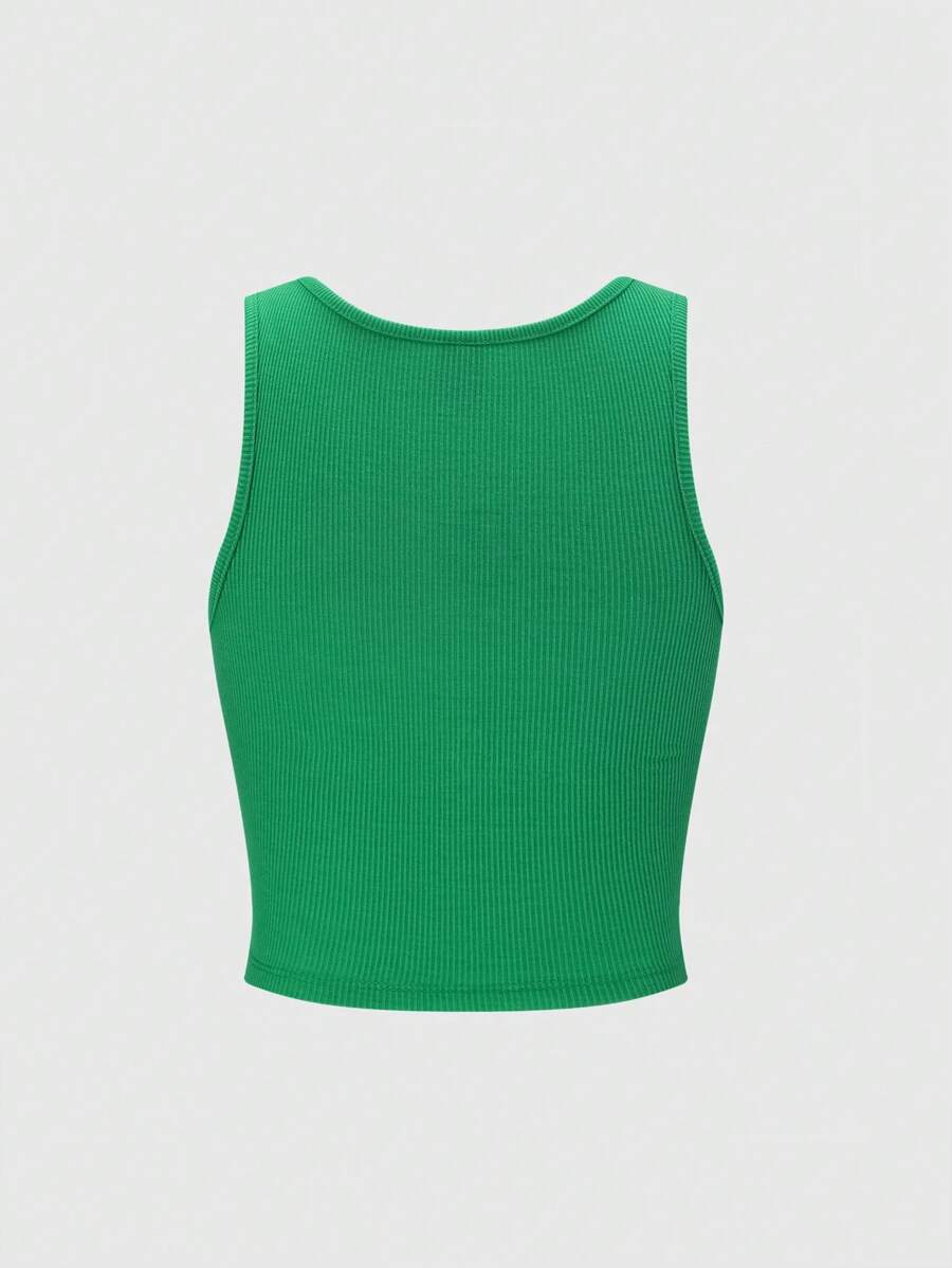 Ribbed knit graphic print tank tops for women – Casual summer top
