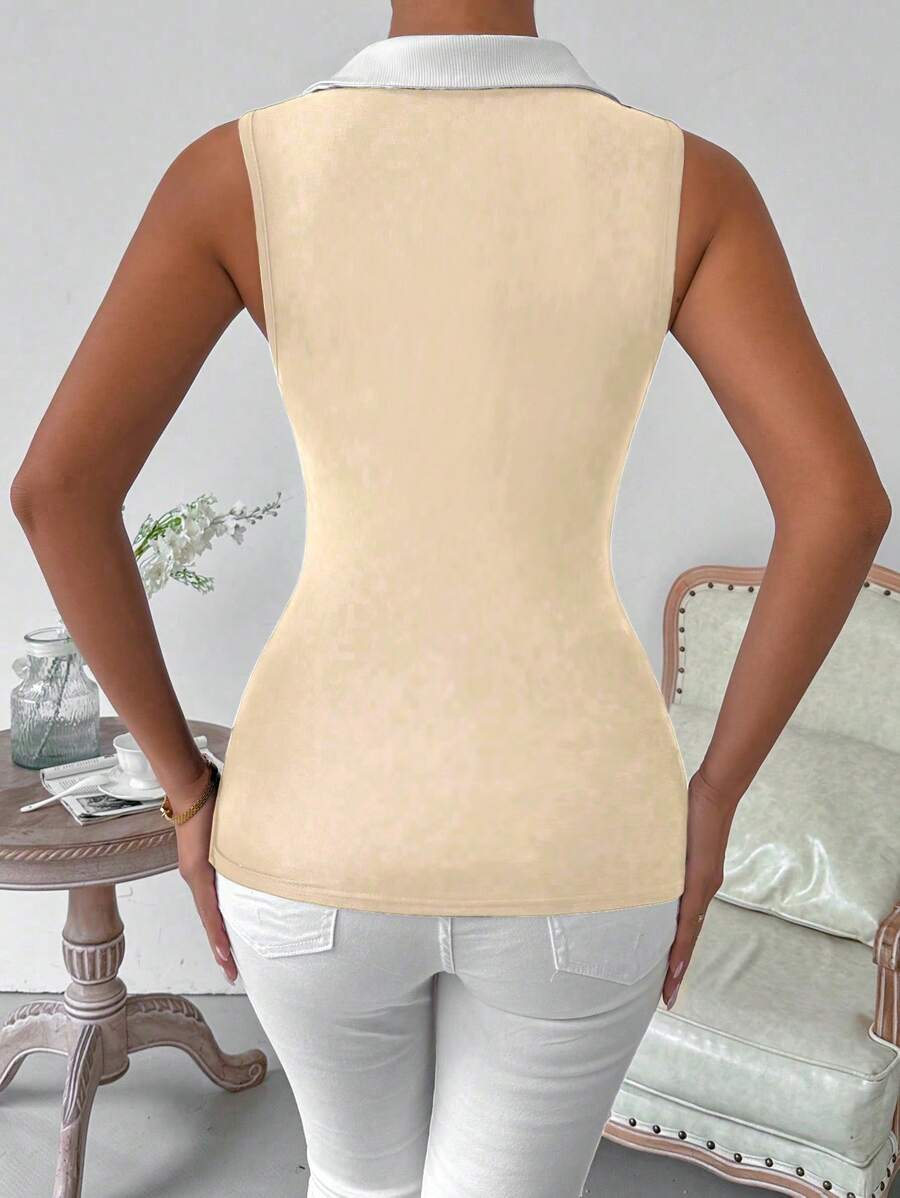 Ribbed knit V-neck tank tops for women – Casual sleeveless top