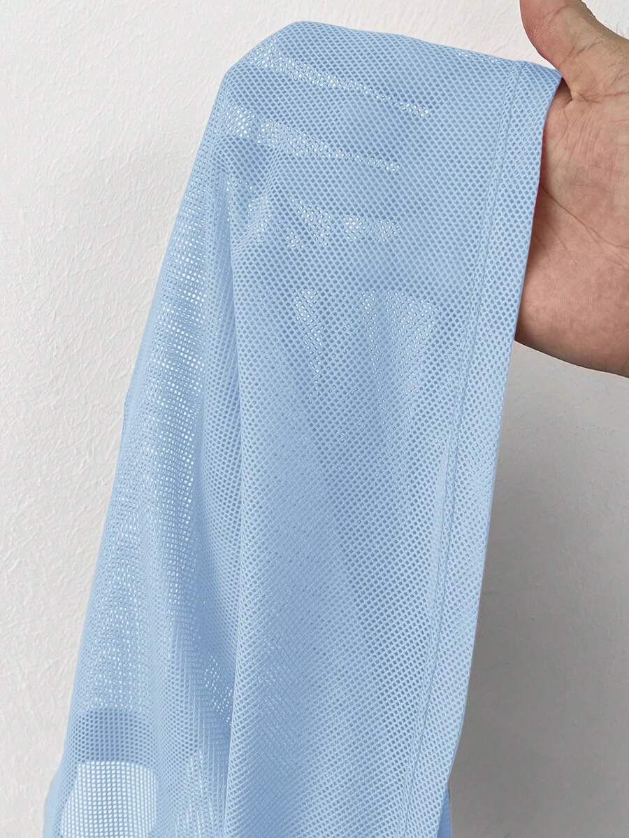 Loose transparent mesh top with short sleeves for women