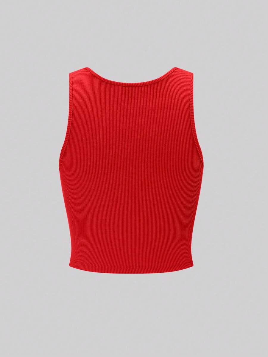 Ribbed knit graphic print tank tops for women – Casual summer top