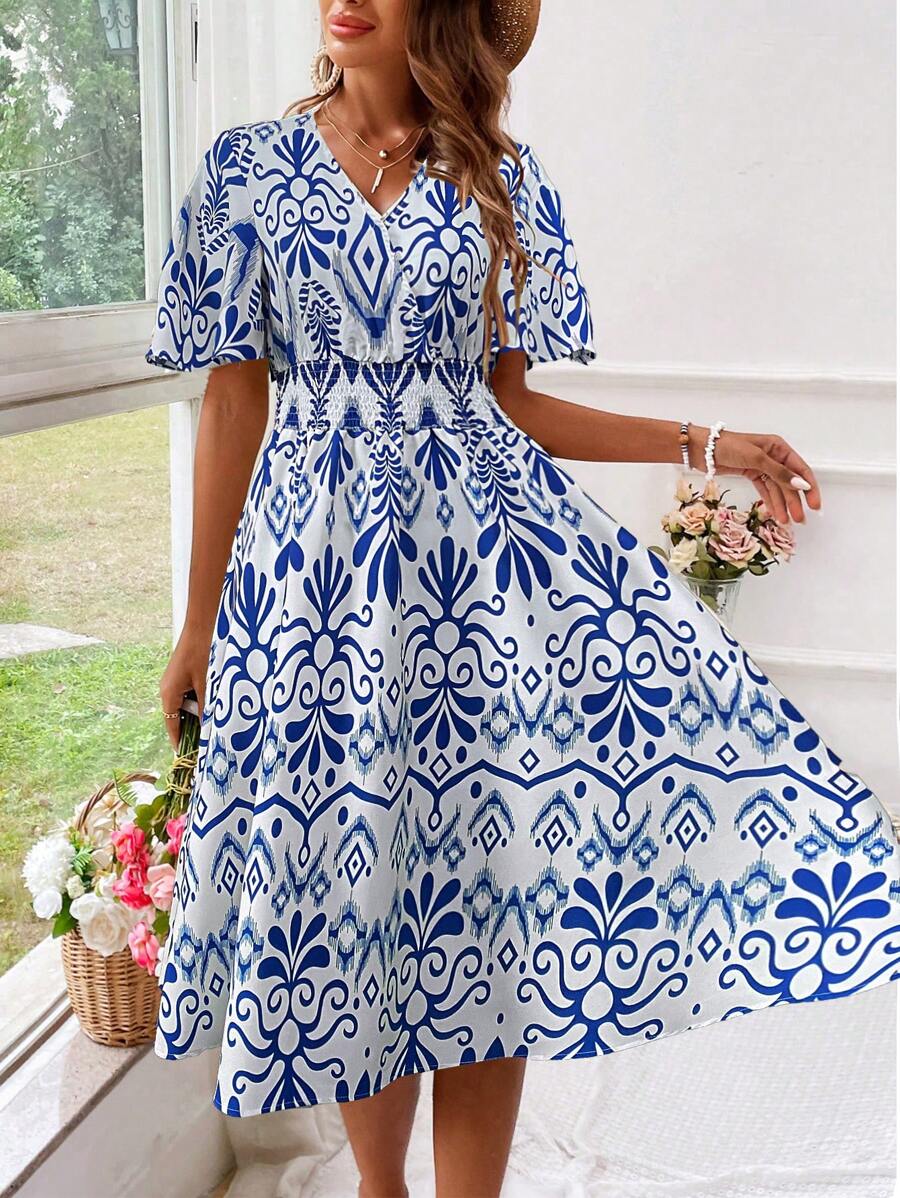 Floral midi dress for women – elegant for holidays and chic summer