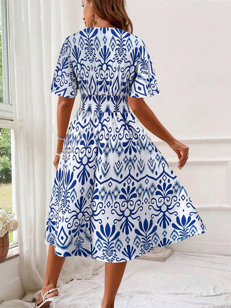 Floral midi dress for women – elegant for holidays and chic summer