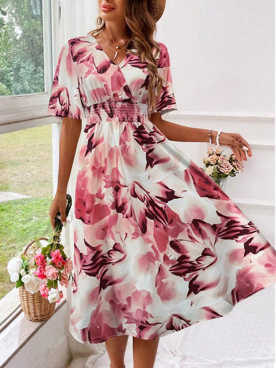 Floral midi dress for women – elegant for holidays and chic summer